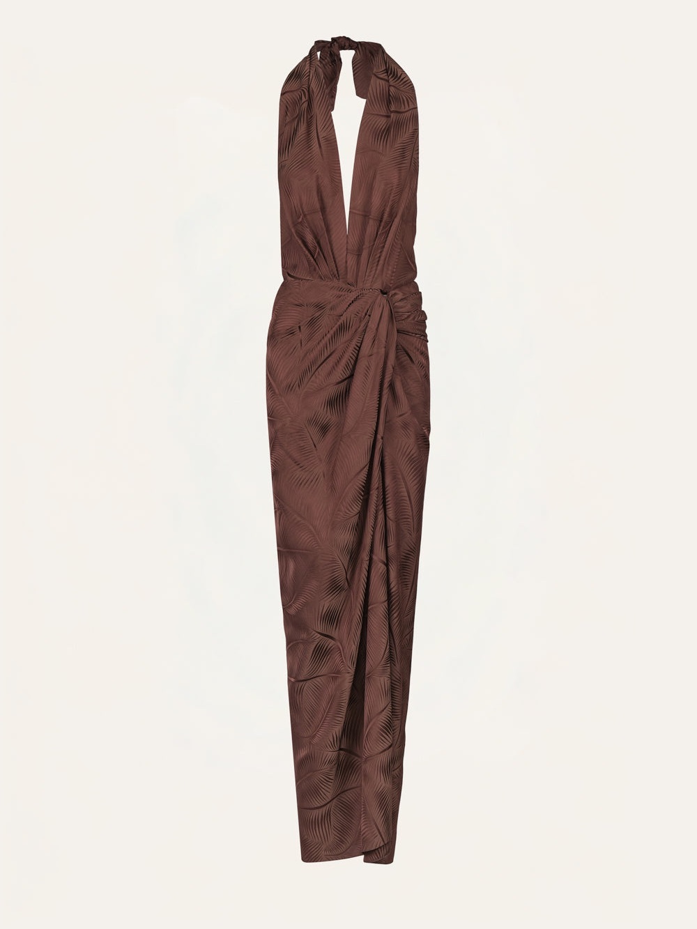 Johanna Ortiz Wildly Beautiful Dress  Chocolate Brown Backless Halter Maxi Dress